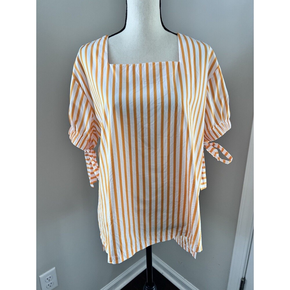 Harshman Los Angeles Orange & White Striped Blouse Size Medium